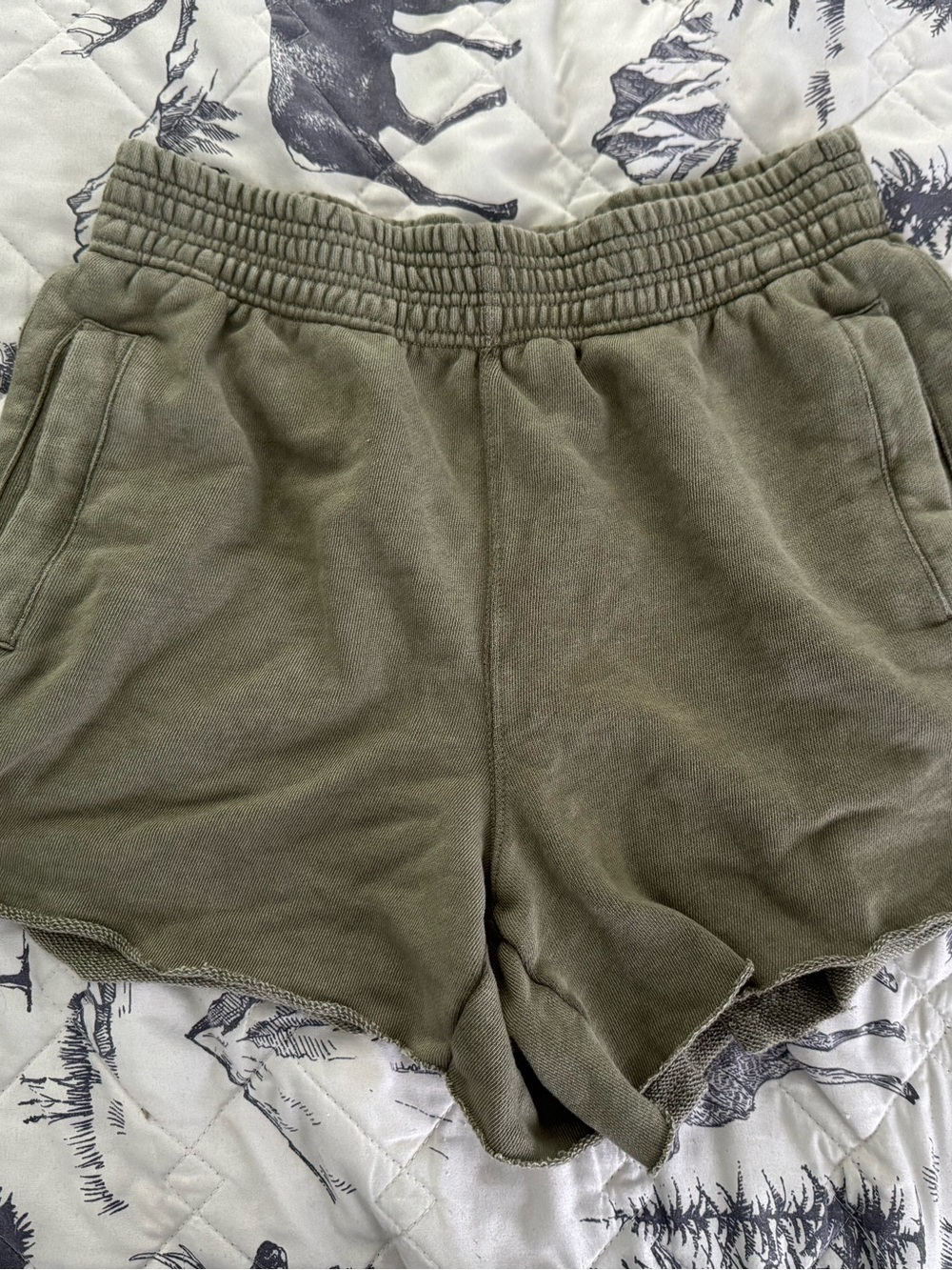 aerie Olive Green Elastic-Waist Athletic Shorts